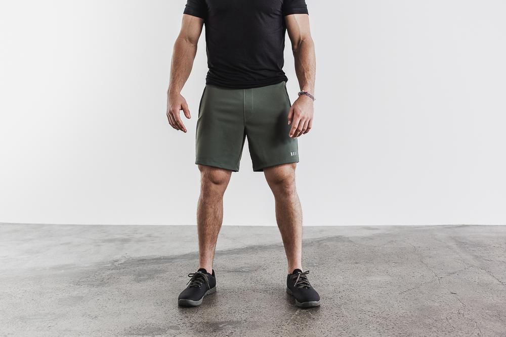 NOBULL Men's Lightweight 7" Shorts - Army - Ireland (8513VKXPN)